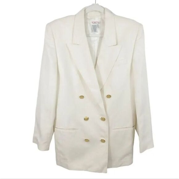 Vintage Talbots 2 PC Linen Blend Double-breasted Blazer Jacket and Skirt Suit 12 - Picture 3 of 16